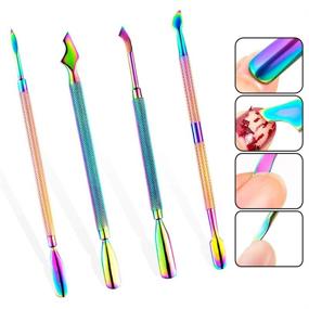 img 4 attached to WOKOTO 4-Piece Stainless Steel Cuticle Pusher and Trimmer Set - Manicure and Pedicure Tools for Nail Polish Removal and Care