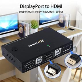 img 3 attached to 🔁 2 Port Displayport HDMI KVM Switch Box - MLEEDA Switches for 2 Computers, Share Keyboard Mouse Printer and 1 Monitor, DP to HDMI Functionality, No External Power Needed