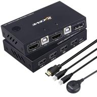 🔁 2 port displayport hdmi kvm switch box - mleeda switches for 2 computers, share keyboard mouse printer and 1 monitor, dp to hdmi functionality, no external power needed logo