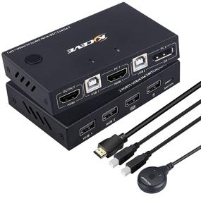 img 4 attached to 🔁 2 Port Displayport HDMI KVM Switch Box - MLEEDA Switches for 2 Computers, Share Keyboard Mouse Printer and 1 Monitor, DP to HDMI Functionality, No External Power Needed