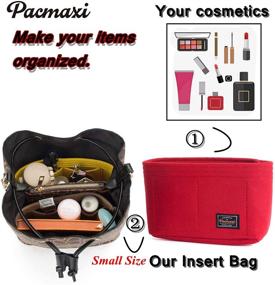 img 2 attached to 👜 Felt Insert Bag Organizer for Tote Handbag - Pocket Organizer, Multi-Pocket Handbag Shaper (Red, 9.05'' x 2.75'' x 5.51'')