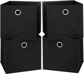 img 4 attached to 📦 I BKGOO Foldable Storage Cube Drawer Bins - Collapsible Fabric Storage Boxes for Organizing Shelf, Nursery, Home Closet - 4 Pack Black 11"x11"x11