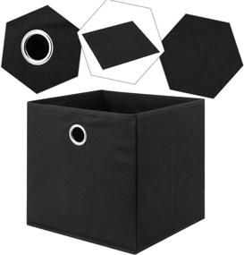 img 2 attached to 📦 I BKGOO Foldable Storage Cube Drawer Bins - Collapsible Fabric Storage Boxes for Organizing Shelf, Nursery, Home Closet - 4 Pack Black 11"x11"x11