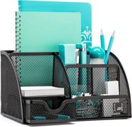 🗄️ mindspace mesh collection office desk organizer with 6 compartments + drawer - black: maximizing efficiency and decluttering your workspace logo