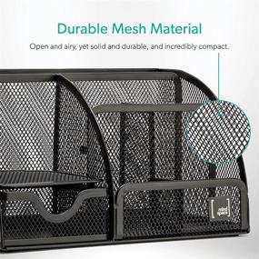 img 1 attached to 🗄️ Mindspace Mesh Collection Office Desk Organizer with 6 Compartments + Drawer - Black: Maximizing Efficiency and Decluttering Your Workspace