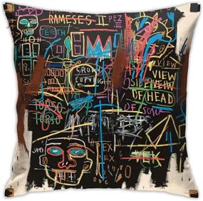 img 1 attached to Vibrant Basquiat 3D Printed Cushion Decor Pillowcase - 18x18 Inches Square, Ideal for Home, Living Room, Car, Bedroom Décor