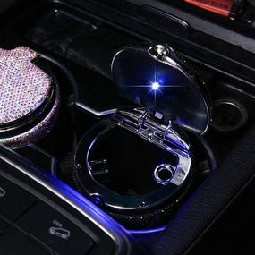 img 3 attached to 🚬 Bling Car Ashtray with Blue LED Light Indicator - Portable Cigarette Smokeless Cylinder Cup Holder - Ideal Car/Home/Office Accessory for Women - Black