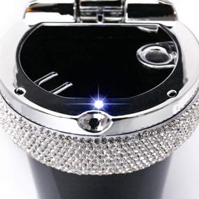 img 2 attached to 🚬 Bling Car Ashtray with Blue LED Light Indicator - Portable Cigarette Smokeless Cylinder Cup Holder - Ideal Car/Home/Office Accessory for Women - Black