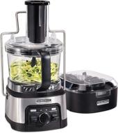 🌀 hamilton beach professional stack & snap spiralizing food processor: versatile 3" round feed chute, 12 cups capacity, stainless steel logo