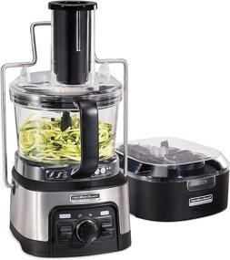 img 4 attached to 🌀 Hamilton Beach Professional Stack & Snap Spiralizing Food Processor: Versatile 3" Round Feed Chute, 12 Cups Capacity, Stainless Steel