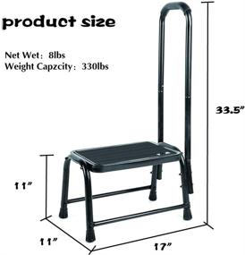 img 3 attached to 🪜 Leekpai Step Stool with Handle for Seniors & Adults, Heavy Duty 330 lbs. Capacity, Elderly Stepping Stool, Attractive Black Kitchen Stool