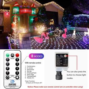 img 3 attached to Enhance Your Christmas Décor with 9.8X6.6ft Outdoor Net Lights - 200 LED Mesh Lights, 8 Modes, Waterproof & Remote Controlled (Cool White)