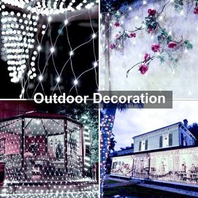 img 1 attached to Enhance Your Christmas Décor with 9.8X6.6ft Outdoor Net Lights - 200 LED Mesh Lights, 8 Modes, Waterproof & Remote Controlled (Cool White)