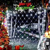 enhance your christmas décor with 9.8x6.6ft outdoor net lights - 200 led mesh lights, 8 modes, waterproof & remote controlled (cool white) logo