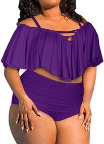 img 4 attached to 👙 Ruffled Shoulder Women's Swimsuit from BeachQueen - Women's Clothing in Swimsuits & Cover Ups