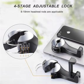 img 2 attached to 🚗 Car Hooks with Phone Holder, Car Seat Hooks for Purses and Bags, Universal 360° Rotation Headrest Hooks with Phone Holder for Car, Car Purse Hook Holder (2 Pack)