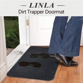 img 3 attached to 🚪 Super Absorbent Indoor Doormat - LINLA Mud Mat with Machine Washable Non-Slip Rubber Backing - Clean Mat for Front Door, Traps Dirt and Scraper for Shoes - 18x30 Inches, Dark Gray