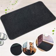 🚪 super absorbent indoor doormat - linla mud mat with machine washable non-slip rubber backing - clean mat for front door, traps dirt and scraper for shoes - 18x30 inches, dark gray logo