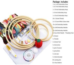 img 1 attached to 🧵 Complete Hand Embroidery Kit: Bamboo Hoops, Color Threads, Aida Cloth, Cross Stitch Tools for Beginners & Gift - Adults and Kids