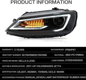 img 2 attached to 🚗 VLAND Full LED Headlight Assembly for Volkswagen JETTA 2011-2018 | DRL Sequential Turn Signal | Plug-and-play | Fast 3-5 Day Delivery