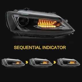 img 1 attached to 🚗 VLAND Full LED Headlight Assembly for Volkswagen JETTA 2011-2018 | DRL Sequential Turn Signal | Plug-and-play | Fast 3-5 Day Delivery