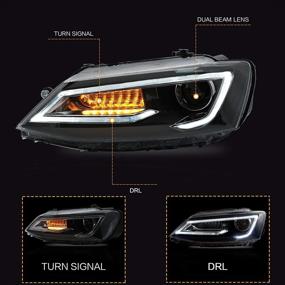 img 3 attached to 🚗 VLAND Full LED Headlight Assembly for Volkswagen JETTA 2011-2018 | DRL Sequential Turn Signal | Plug-and-play | Fast 3-5 Day Delivery