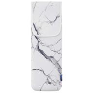 🔥 bluecell heat resistant neoprene curling iron holder cover bag travel case pouch, white marble pattern - 15 x 5 inches logo