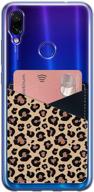 📱 leopard skin pu leather stick-on card holder sleeve for samsung galaxy, iphone, and more smartphones - 3m adhesive sticker wallet for id cards logo