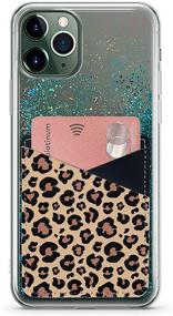 img 2 attached to 📱 Leopard Skin PU Leather Stick-On Card Holder Sleeve for Samsung Galaxy, iPhone, and More Smartphones - 3M Adhesive Sticker Wallet for ID Cards