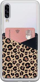 img 1 attached to 📱 Leopard Skin PU Leather Stick-On Card Holder Sleeve for Samsung Galaxy, iPhone, and More Smartphones - 3M Adhesive Sticker Wallet for ID Cards