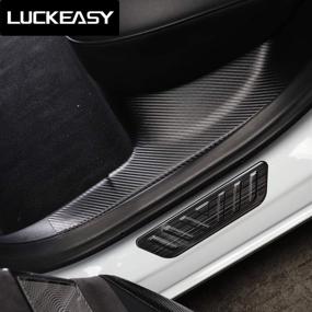 img 4 attached to LUCKEASY For Tesla Model 3 Carbon Fiber Interior Panel Anti-Scratch Stickers Car Door Sill Stickers New Car Protective Film Modification(M3-GL07LCF)