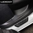 luckeasy for tesla model 3 carbon fiber interior panel anti-scratch stickers car door sill stickers new car protective film modification(m3-gl07lcf) logo