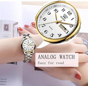 img 3 attached to ⌚ OLEVS Women Analog Easy Reader Waterproof Day Date Watches with Gold and Silver Tone Stainless Steel Band