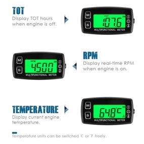 img 3 attached to 🌡️ Runleader Digital Engine Temperature Gauge with Real-time RPM Display, Temperature & RPM Alert, and Working Hours Tracking for Lawn Mower, Generator, Dirtbike, Marine, and Compressor.