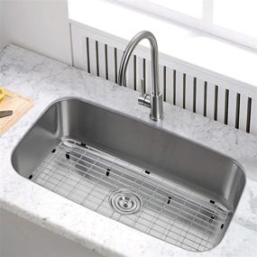 img 1 attached to 🧽 Monsinta Kitchen Sink Grate and Protectors, Single Sink Bowl Bottom Grid, 27 3/8&#34; x 15 3/8&#34; Sink Grid with Center Hole, Sink Protector for Kitchen Sink