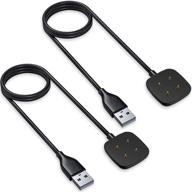 2-pack charger cable for fitbit sense/versa 3, 3.3 ft replacement usb charging cables+clip dock – adapter & accessory for sense/versa 3 smartwatch logo
