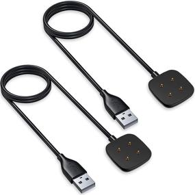 img 4 attached to 2-Pack Charger Cable for Fitbit Sense/Versa 3, 3.3 FT Replacement USB Charging Cables+Clip Dock – Adapter & Accessory for Sense/Versa 3 Smartwatch