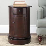 🔴 safavieh american homes collection dark cherry oval swivel storage end table - tabitha logo