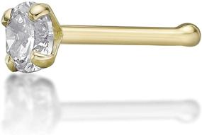 img 1 attached to 💍 Lavari - 14K Solid Gold 3mm Clear Cubic Zirconium Nose Ring Straight Stud 22 Gauge