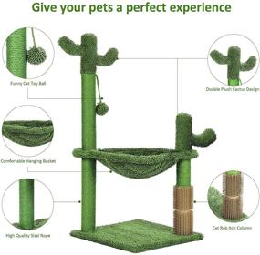 img 3 attached to 🌵 Dreamsoule Cactus Cat Tree: Cat Activity Tree with Hammock, Carpet Scratching Post, Back Scratcher, Interactive Ball, Climbing Stand for Indoor Kittens