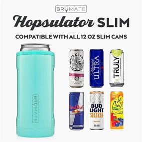 img 1 attached to 🔍 Enhanced SEO: BrüMate Hopsulator Slim Aqua Stainless Steel Can Cooler for 12 Oz Slim Cans