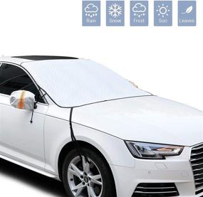 img 4 attached to Ultimate Car Windshield Snow Cover Ice Cover: Rainproof, 4-Layer Protection, Mirror 🚗 Covers, Snow/Ice/UV Protector - Large Thickened Winter Snow Windshield Cover for Most Cars