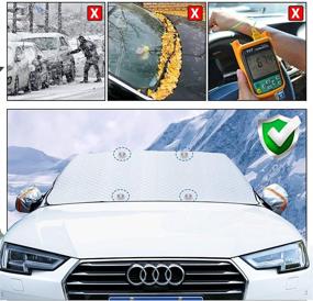 img 3 attached to Ultimate Car Windshield Snow Cover Ice Cover: Rainproof, 4-Layer Protection, Mirror 🚗 Covers, Snow/Ice/UV Protector - Large Thickened Winter Snow Windshield Cover for Most Cars