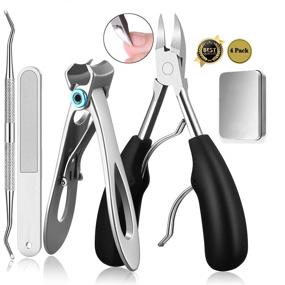 img 4 attached to 🔪 Professional Stainless Steel Large Toenail Clippers for Thick Nails – Ideal for Ingrown Toenails, Men, Women, and Seniors – Complete Fingernail Clippers Set