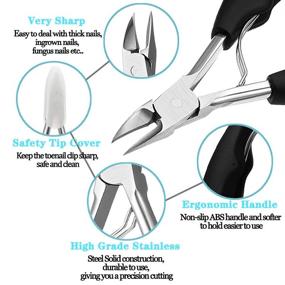 img 2 attached to 🔪 Professional Stainless Steel Large Toenail Clippers for Thick Nails – Ideal for Ingrown Toenails, Men, Women, and Seniors – Complete Fingernail Clippers Set