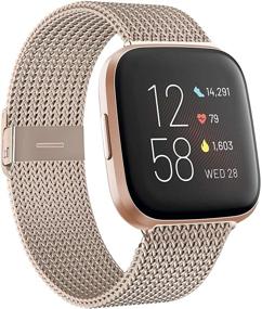 img 4 attached to 📿 Браслеты HAPAW для Fitbit Versa/Versa 2 - Запасные спортивные браслеты из нержавеющей стали с магнитной защелкой - Аксессуары для женщин и мужчин в маленьком и большом размерах - Совместимы с умными часами Versa.