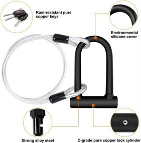 img 4 attached to 🔒 Aibrisk Heavy Duty U Lock with 4ft Flex Cable, Secure Bike Locks Anti-Theft with Mount Bracket - U Lock + Steel Cable + Mount Bracket