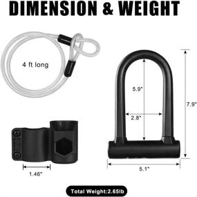 img 3 attached to 🔒 Aibrisk Heavy Duty U Lock with 4ft Flex Cable, Secure Bike Locks Anti-Theft with Mount Bracket - U Lock + Steel Cable + Mount Bracket