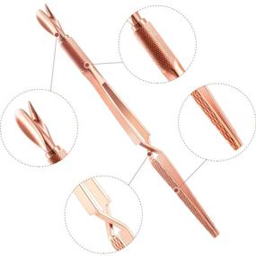 img 1 attached to 💅 Rose Gold Stainless Steel Nail Pincher Set with Cuticle Pusher, Nail Shaping Tweezers - Multi-Functional Nail Art Tool for Manicure