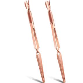 img 4 attached to 💅 Rose Gold Stainless Steel Nail Pincher Set with Cuticle Pusher, Nail Shaping Tweezers - Multi-Functional Nail Art Tool for Manicure